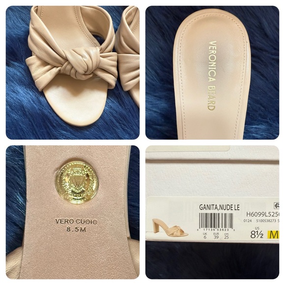 New! Veronica Beard Ganita Knot Front Leather Mules Sandals - Picture 12 of 12